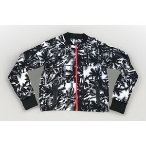 Fabletics Women's Diana Full Zip Bomber Jacket Palm Tree Print Sz:S Thumbholes